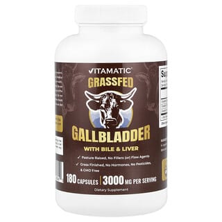 Vitamatic, Grassfed Gallbladder With Bile & Liver, 180 Capsules (500 mg per Capsule)