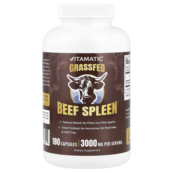 Vitamatic, Grassfed Beef Spleen, 180 Capsules (500 mg per Capsule) — product photo 1