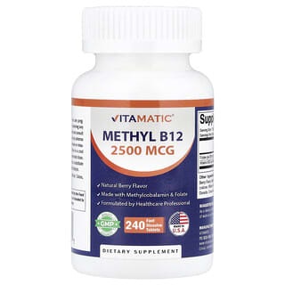 Vitamatic, метил B12, натуральные ягоды, 240 быстрорастворимых таблеток