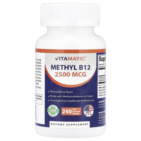 Vitamatic Methyl B12, Natural Berry, 240 Fast Dissolve Tablets