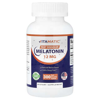 Vitamatic, Melatonin, Beri Alami, 12 mg, 300 Tablet Cepat Larut