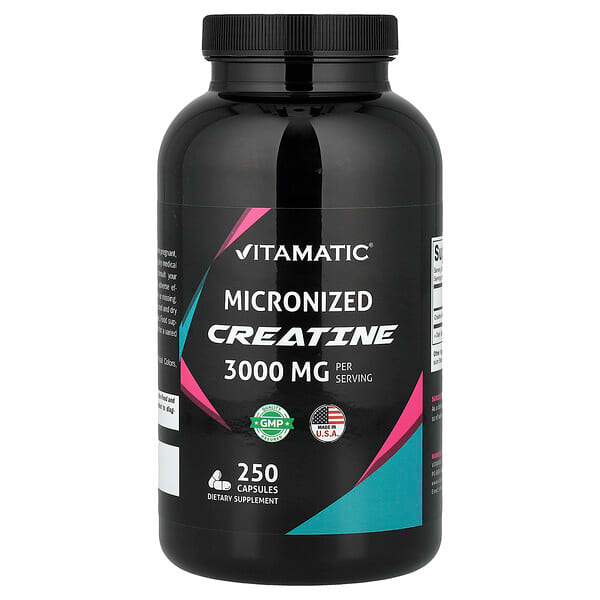 Vitamatic, Creatina micronizada en cápsulas, 250 cápsulas (750 g por cápsula)