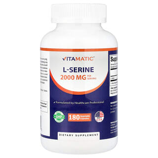 Vitamatic, L Serin, 180 pflanzliche Kapseln (666 mg pro Kapsel)