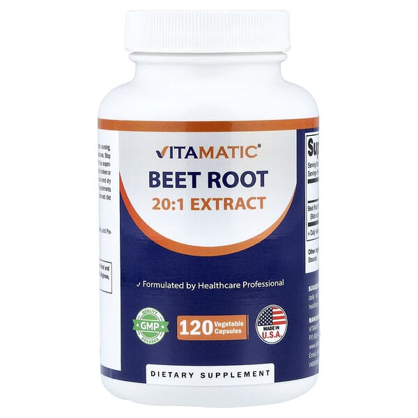Vitamatic, Beet Root 20:1 Extract, 120 Vegetable Capsules (400 mg per Capsule) — product photo 1