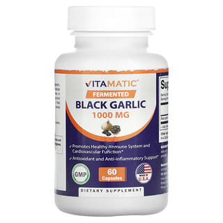 Vitamatic, Fermented Black Garlic, fermentierter schwarzer Knoblauch, 1.000 mg, 60 Kapseln (500 mg pro Kapsel)