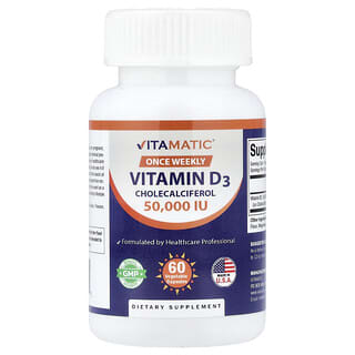 Vitamatic‏, ויטמין D3, ‏50,000 יחב״ל, 60 כמוסות צמחיות