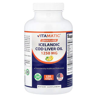 Vitamatic, Icelandic Cod Liver Oil, Lemon, 1,250 mg, 120 Softgels