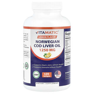 Vitamatic, Icelandic Cod Liver Oil, Lemon, 120 Softgels