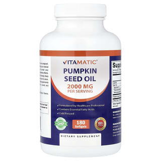 Vitamatic, Pumpafröolja, 180 kapslar (1 000 mg per kapsel)