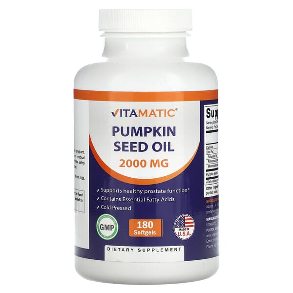 Pumpkin Seed Oil, 180 Softgels (1,000 mg per Softgel)