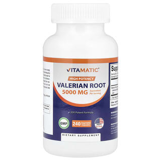 Vitamatic, Valerian Root, Baldrianwurzel, hohe Potenz, 5.000 mg, 240 pflanzliche Kapseln