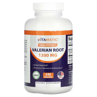Vitamatic, Racine de valériane, Haute efficacité, 1300 mg, 240 capsules