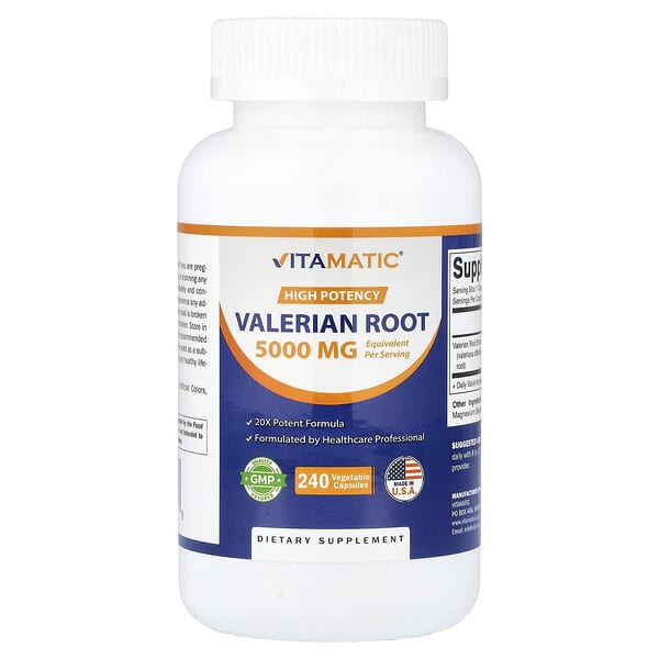 Valerian Root, High Potency, 240 Vegetable Capsules (250 mg per Capsule)