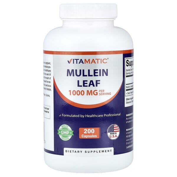Vitamatic, Frunză de mulein, 1.000 mg, 200 capsule (333 mg per capsulă)