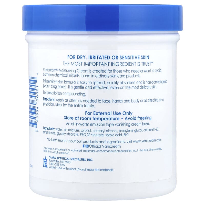 Moisturizing Cream, For Sensitive Skin, Fragrance Free, 1 lb (453 g)