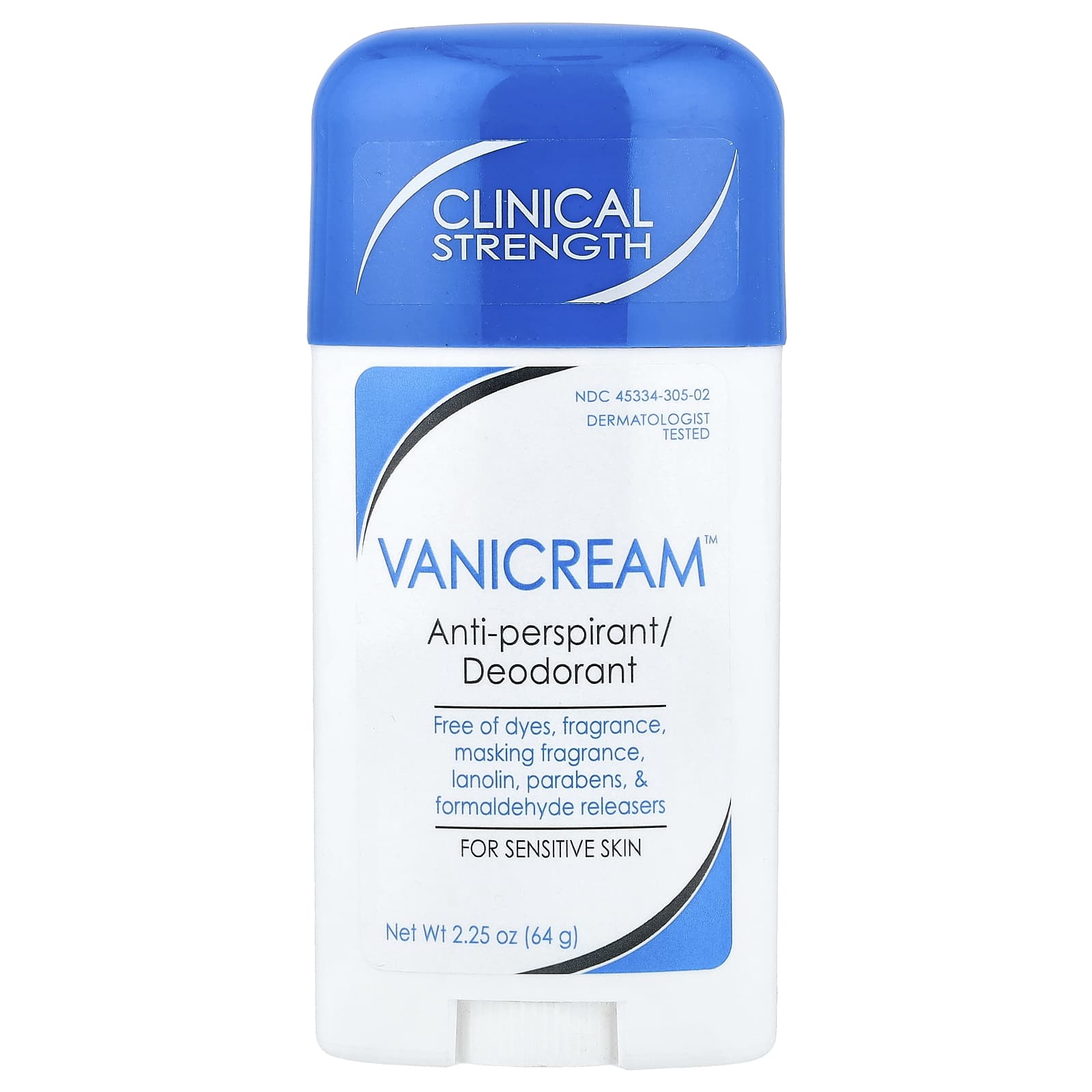 Vanicream, дезодорант-антиперспирант, для чувствительной кожи, без отдушки, 64 г (2,25 унции)