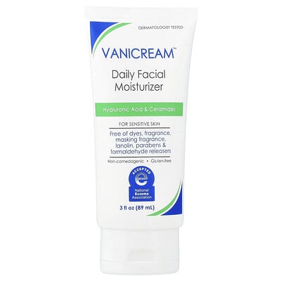 Vanicream, Daily Facial Moisturiser, For Sensitive Skin, Fragrance-Free, 89 ml (3 fl oz)