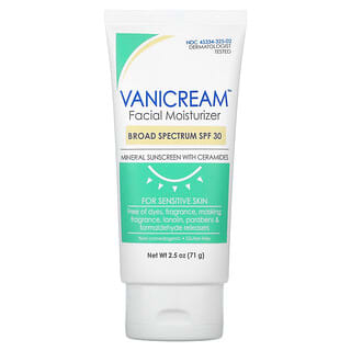 Vanicream, Facial  Moisturizer, Mineral Sunscreen with Ceramides, For Sensitive Skin,  SPF 30, 2.5 oz (71 g)