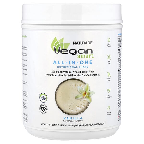 VeganSmart, універсальний поживний коктейль, ваніль, 645 г (1,4 фунта)