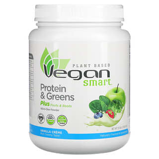 VeganSmart, Protein & Greens, 올인원 파우더, 바닐라 크림, 645g(1.42lbs)