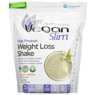 VeganSmart, Vegan Slim، مخفوق فقدان الوزن غني بالبروتين، كريمة الفانيليا، 1.5 رطل (686 جم)