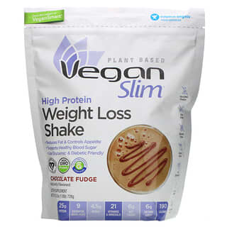 VeganSmart, Vegan Slim, High Protein Weight Loss Shake, Chocolate Fudge, Proteinshake zur Gewichtsreduktion, Schokoladentoffee, 728 g (1,6 lb.)