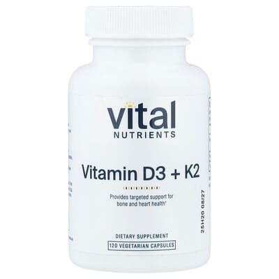 Vital Nutrients, Vitamin D3 + K2, 120 Vegetarian Capsules