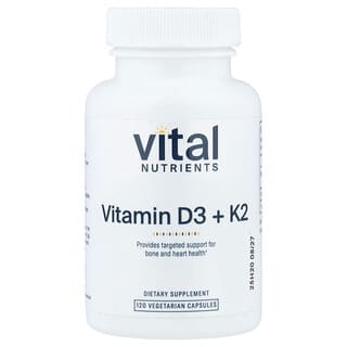 Vital Nutrients, Vitaminas D3 y K2, 120 cápsulas vegetales