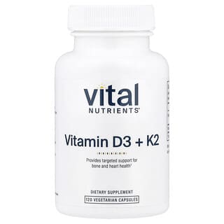 Vital Nutrients, Vitamine D3 + K2, 120 vegetarische capsules