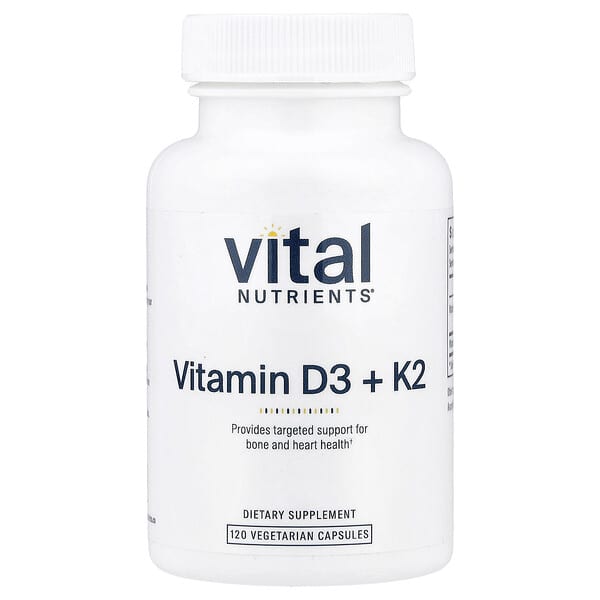 Vital Nutrients, Vitamin D3 + K2, 120 Vegetarian Capsules — product photo 1
