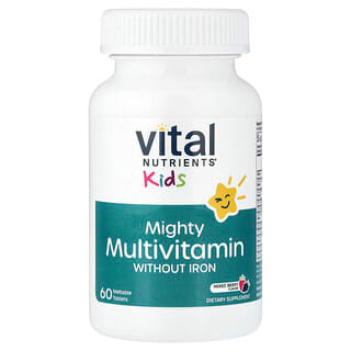 Vital Nutrients, Pour enfants, Mighty Multivitamines sans fer, Mélange de baies, 60 comprimés fondants