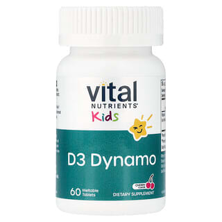 Vital Nutrients, Enfants, D3 Dynamo, Cerise, 60 comprimés fondants (10 µg pièce)