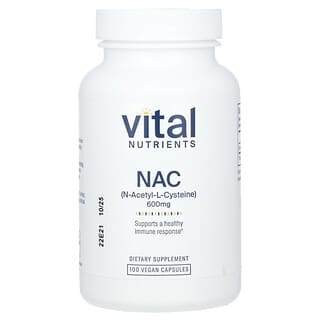 Vital Nutrients, NAC, 600mg, 베지 캡슐 100정