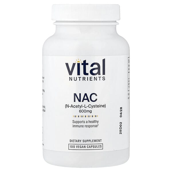 Vital Nutrients, NAC, 600mg, 베지 캡슐 100정