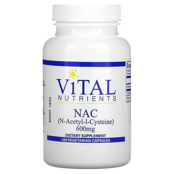 Vital Nutrients, NAC (N-Acetyl-l-Cysteine), 600 mg, 100 Vegetarian Capsules