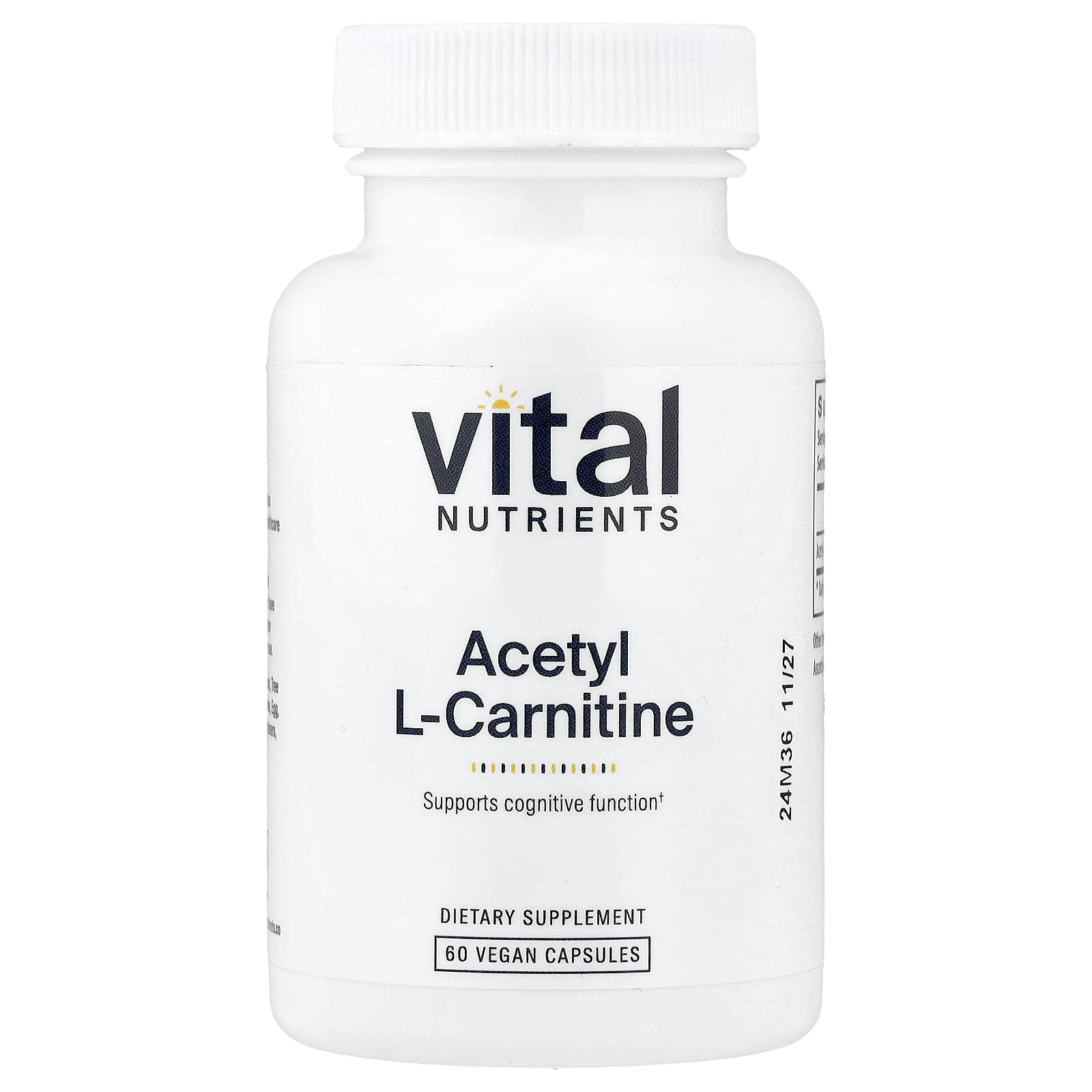 Acetyl L-Carnitine, 60 Vegan Capsules (500 mg per Capsule)