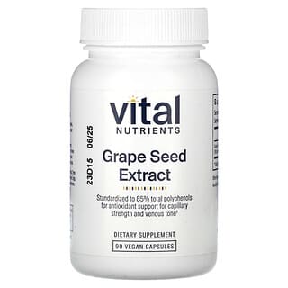 Vital Nutrients, экстракт виноградных косточек, 90 веганских капсул