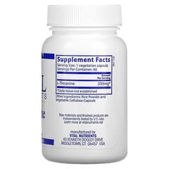 Vital Nutrients, L- teanina, 200 mg, 60 cápsulas vegetales (Producto descontinuado) 