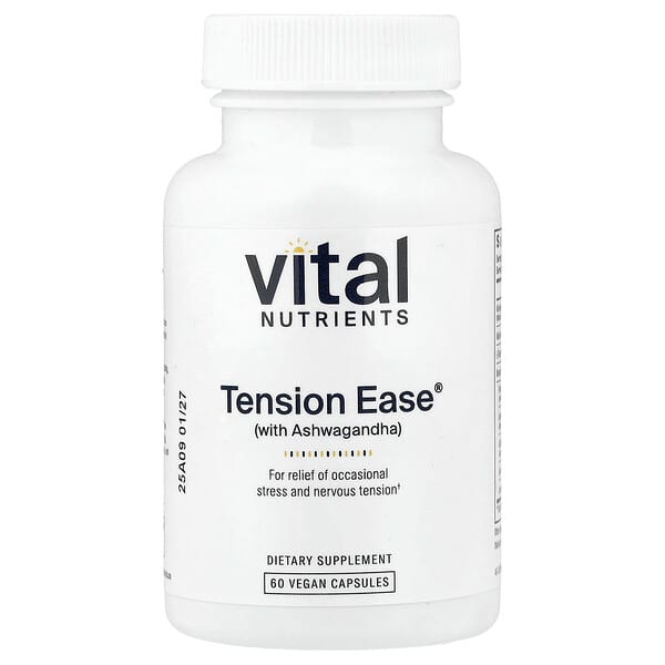Vital Nutrients, 긴장 완화 및 아슈와간다, 베지 캡슐 60정