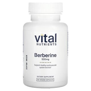 Vital Nutrients‏, "ברברין, 500 מ""ג, 60 כמוסות טבעוניות."