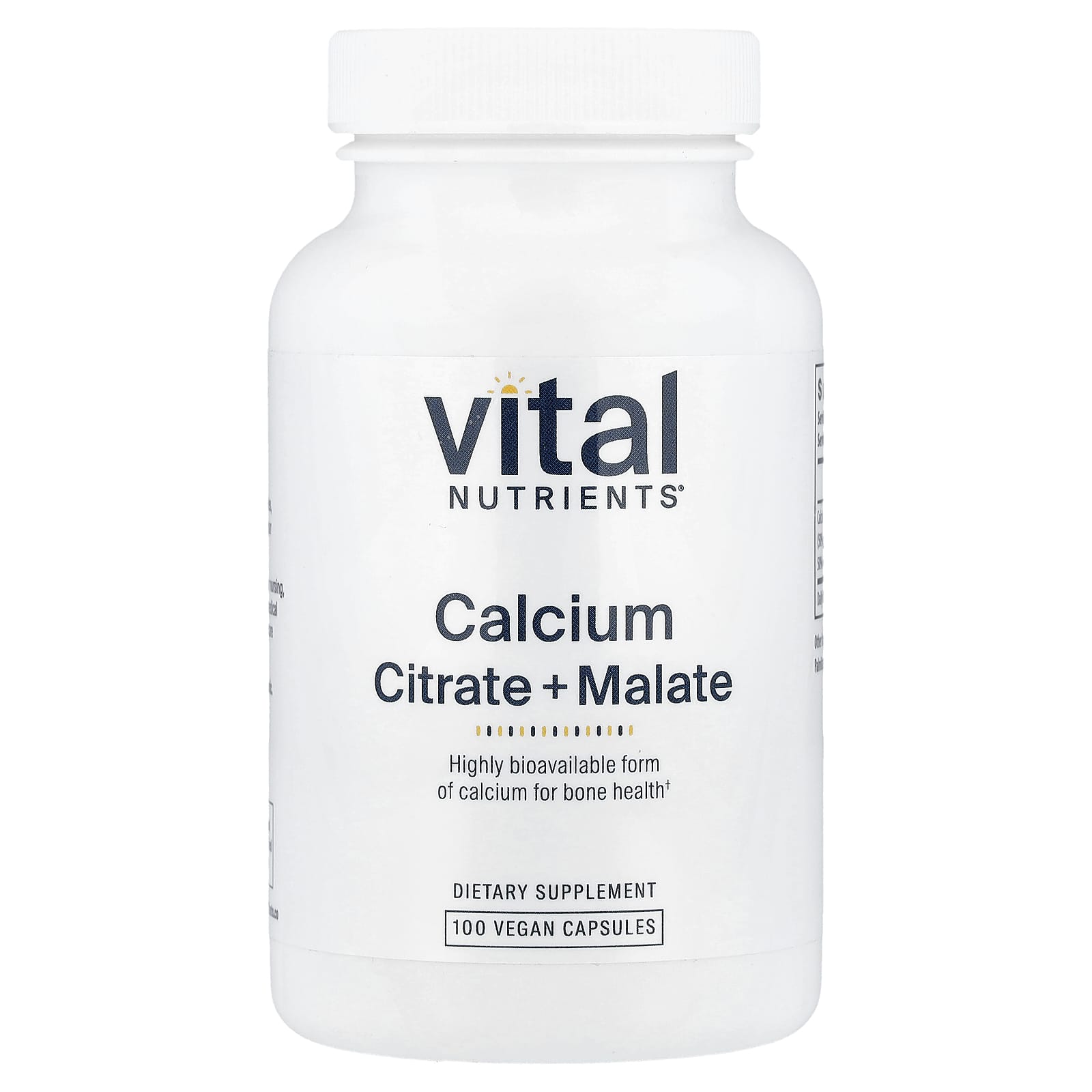 Vital Nutrients Calcium, Citrate + Malate – 100 gélules véganes de Vital Nutrients