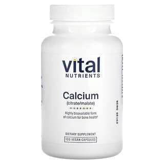 Vital Nutrients, Cálcio (Citrato / Malato), 100 Cápsulas Veganas