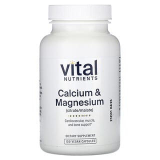 Vital Nutrients, Calcium et magnésium, 100 capsules vegan