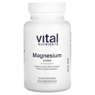 Vital Nutrients, Magnez (cytrynian), 100 kapsułek wegańskich