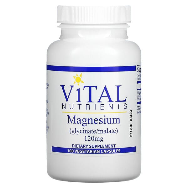 Vital Nutrients, Magnesio, 120 mg, 100 cápsulas vegetales