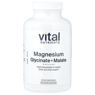 Vital Nutrients, Magnesium, Glycinate + Malate, Magnesium, Glycinat + Malat, 240 mg, 200 vegane Kapseln (120 mg pro Kapsel)