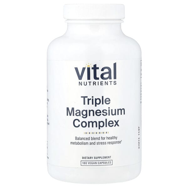 Vital Nutrients Triple Magnesium Complex, 180 Vegan Capsules (250 mg per Capsule)