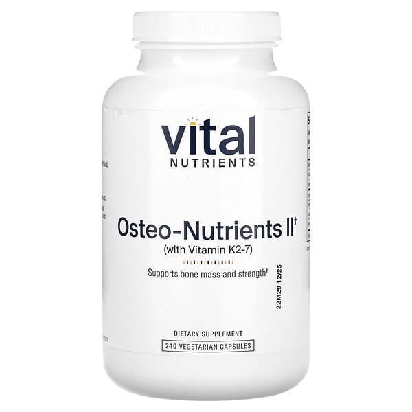 Vital Nutrients, Osteo-Nutrients II พร้อมวิตามิน K2-7 บรรจุแคปซูลมังสวิรัติ 240 แคปซูล