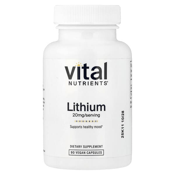 Vital Nutrients, 리튬, 20mg, 베지 캡슐 90정