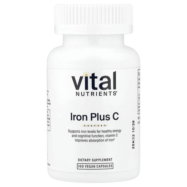 Vital Nutrients, 아이언 플러스 C, 베지 캡슐 100정